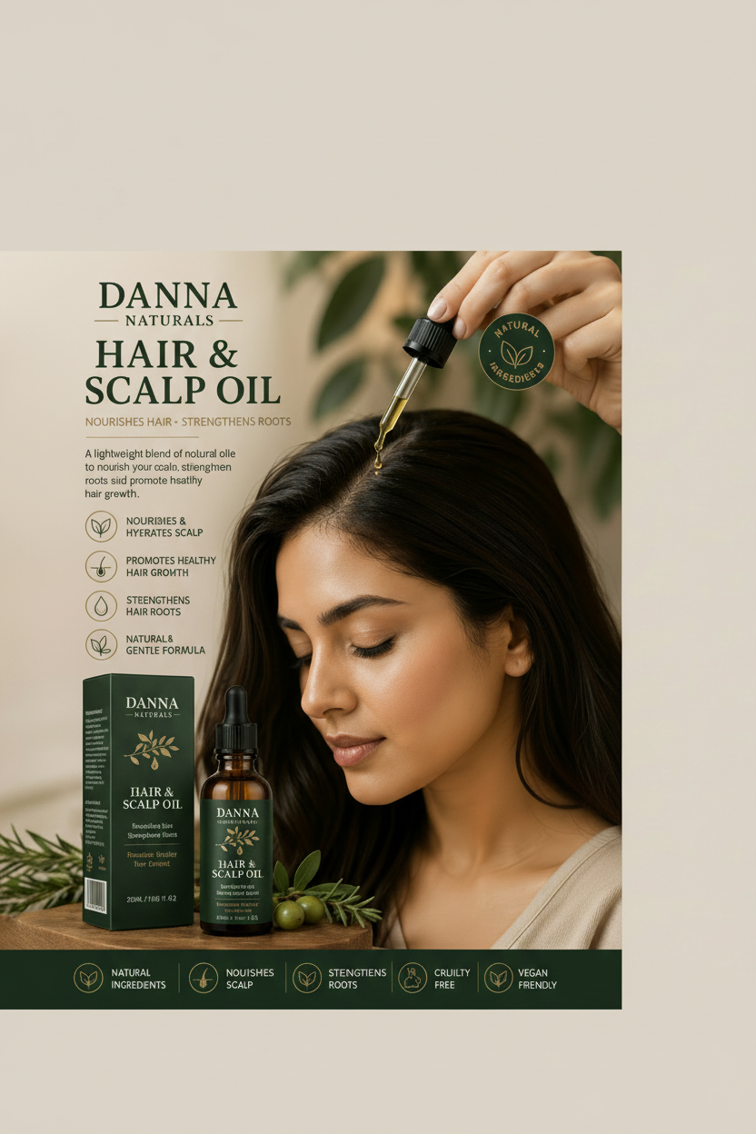 Hair & Scalp growth oil (50ml) - Nourishes dry scalp, Reduces Breakage, Promotes Healthy Hair, lightweight Daily care
